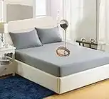 Protège-matelas imperméable pour lit king size - Doux et silencieux - Lavable et respirant - Pour lit king size - Gris - 150 x 200 cm