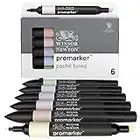 Winsor & Newton, Promarker, Pastel Tones, Set of 6, Alcohol Based Dual Tip Markers