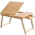 BAKAJI Tavolino Vassoio Colazione da Letto in bamboo, Con gambe pieghevoli e telescopiche ideale per Divano Porta Notebook Pc (60 x 40 x 25 cm (telescopico)