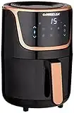 GoWISE USA Electric Mini Air Fryer with Digital Touchscreen + Recipe Book, 1.7-Qt up to 2 Qt Max, Black/Copper