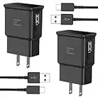 Type C Fast Charger Kit with USB Type C Cable 6.6ft for Samsung Galaxy S8/S9/S10/S10 Plus/S10E/ S20/S20 Plus/S21/S21 Ultra/S22/S22 Plus/S22 Ultra/Note 8/Note 9/Note 10/Note 20 2-Pack