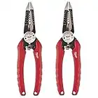 Milwaukee 48-22-3079 6-in-One Combination Wire Stripping and Reaming Pliers for Electricians, 2 Pack