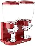 Honey Can Do Double Cereal Dispenser with Portion Control, Red and Chrome