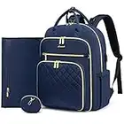 LOVEVOOK Diaper Bag Backpack,Quilted Baby Bag for Mom and Dad, Large Capacity Travel Back Pack with Changing Pad & Pacifier Holder,Navy Blue