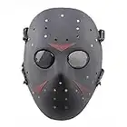 WISEONUS Masque Airsoft Paintball Pistolet de Protection Jason Masque en Maille métallique Masque Complet Tactique pour Adulte CS Jeux Chasse Cosplay Halloween