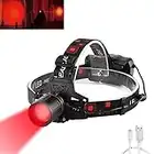 WESLITE Lampada Frontale Rossa, 1000 Lumen Torcia Frontale Ricaricabile con Luce Rossa Lampade da Testa Rosso per la Caccia Zoom in grado per Astronomia, Visione Notturna e Campeggio (Luce Rossa)