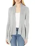 Daily Ritual Cardigan drapé côtelé Ultra Doux Femme, Gris Chiné, XS