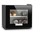 KLARSTEIN Frosty Compact Line - Frigo Compatto, Mini Frigo, Ultracompatto, 65 Watt, Porta in Doppio Vetro Isolato, 10 Litri, Classe A, Temperatura tra 12° e i 18° C, Illuminazione LED, Nero