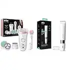 Braun Silk-épil Beauty Kit 9 9-995 Deluxe 9-en-1 Épilation sans fil humide et sèche - blanc/rose & Body Mini Tondeuse Électrique Femme Et Homme de Précision Corps, Avec Peigne De Tonte