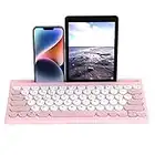 Mytrix Rosa Bluetooth & 2.4G Kabellos Tastatur kann für bis zu 4 Geräten Arbeiten Gleichzeitig, Multi Device Wiederaufladbare Funktastatur, US QWERTY Layout 78 Tasten Stille Klein Keyboard mit Schlitz