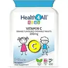 Kids Vitamin C 250mg 90 Tablets (V) Vegan Chewable Vitamin C Tablets for Children 3+. Made in The UK by Health4All