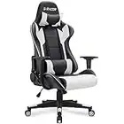 Homall Gaming Chair Office Chair High Back Computer Chair Leather Desk Chair Racing Executive Ergonomic Adjustable Swivel Task Chair with Headrest and Lumbar Support (White)