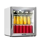 KLARSTEIN Mini Frigo da Camera per Birra, Frigo Portatile da Camera, Frigo Piccolo da Ufficio, Mini Frigo da Ufficio con Porta in Vetro, Mini Frigo Bar da Camera con Ripiani Rimovibili, 3-10°C, 47L