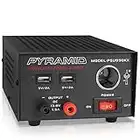 Pyramid Universal Compact Bench Power Supply - 7 Amp Regulated Home Lab Benchtop AC-Dc Converter Power Supply for CB Radio, HAM W/ 13.8 Volt Dc 120V AC Supply, Dual USB, Cigarette Lighter PSU990KX