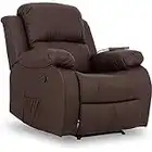 Don Descanso - Sillón Masaje Relax Calor Trevi Choco Reclinable 160º con 8 Motores Silenciosos, Calor Lumbar, Sist. Masaje 4 Zonas y Acabado en PU Anti-Cuarteo [Incluye Mando]. Ideal Gente Mayor