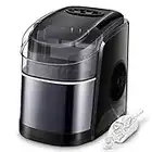 Ice Maker Countertop Machine with Self-Cleaning Function，26LBS in 24 Hours, 9 Bullet Cubes Ready in 6 Mins, Compact Ice Cube Maker with Ice Scoop & Basket for Home Kitchen Office Bar (Black)