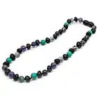 Baltic Essentials Raw Cherry Necklace with Jade Amethyst Lapis Turquoise 12.5", Amber, Amber