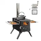 DOALBUN Outdoor Portable Wood Burning Stove , Heating Burner Stove for Tent,Camping, Ice-fishing, Cookout, Hiking, Travel, Includes Pipe Tent Stove+Tent Stove Jack