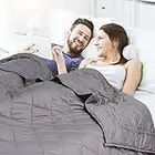 Coperta per letto king size (11,3 kg, 223,5 x 264,2 cm), perfetta per letto queen e king size, coperta pesante per adulti con 100% cotone morbido e perline di vetro, grigio scuro