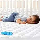 Biloban Crib Mattress Protector Waterproof & Noiseless Crib Mattress Pad Cover, Skin Friendly & Breathable & Machine Wash 100% Absorbent Crib Toddler Mattress Protector, (Quilted Improved Thickness)