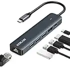 USB C Adapter Ethernet, Typ-C Hub mit 4K HDMI, LAN RJ45 Gigabit, 3*USB 3.0, 100W PD, USB C HDMI Hub Multiport Adapter für MacBook Pro/Air M1, iPad Pro, ChromeBook, Surface Pro, Huawei und Mehr