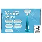 Gillette Venus Smooth Rasoio Da Donna + 6 Lamette Di Ricambio Con 3 Lame Che Seguono Le Curve Circondate Da Cuscinetti Protettivi