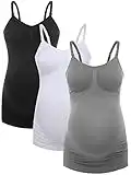 Women's Maternity Nursing Top Breastfeeding Tank Top Tee Shirt Pregnancy Shirt 3 Pack L