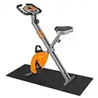 SONGMICS Exercise Bike, Fitness Bicycle, Foldable Indoor Trainer, 8 Magnetic Resistance Levels, with Floor Mat, Pulse Sensor, Phone Holder, 100 kg Max. Weight, Orange SXB11OG