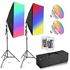 Softbox Lighting Kit, YISITONG Continuous Photography Lighting Kit with 20'' x28'' RGB LED Soft Box Kit | 2X 150W 3200~6000K/CRI95+ RGB LED Light Bulbs for Camera Shooting, Video Recording