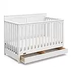 Graco Hadley 4-in-1 Convertible Crib with Drawer, White, Easily Converts to Toddler Bed Day Bed or Full Bed, Three Position Adjustable Height Mattress, Some Assembly Required (Mattress Not Included)