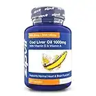 Cod Liver Oil 1000mg, 360 Capsules of High Strength Fish Oil, Rich in Omega 3. Supports Heart Health, Brain Health, Eye Health and Normal Blood Pressure