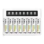 EBL LCD Chargeur de Piles Rapide- avec 8PCS AA 2800mAh Piles Rechargeables, Charge Rapide 5V/2A, avec Fonction de Décharge