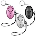 Mitening Alarme Personnelle, [3 Pack] 140DB Porte Cle Alarme d'urgence avec Torche Anti Agression avec Lumière LED for Femmes, Enfants, Personnes âgées (Noir + Argent + Violet)