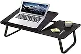 Table Pliante pour Ordinateur Portable avec Porte-gobelet Taille Unique Noir Table d'ordinateur Portable Pliable pour lit (Gris foncé)