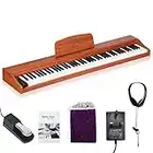 Asmuse Digital Piano 88 Key Keyboard with Semi-weighted & Bluetooth Portable Piano Home Digital Pianos Full Size Keyboard with USB MIDI and Headphone Jack Suitable for Beginner Brown