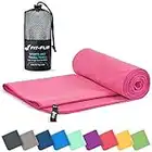 Serviette microfibre – disponible dans toutes les couleurs et en 8 tailles – Serviette de sport – la plage et voyage parfaite (30x50cm rose - sans sac)