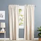 Amazon Basics - Cortinas opacas con aislamiento térmico y alzapaños, 1 unidad, 135 x 244 cm, beige