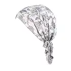 Locisne Damen bedruckte Kopftuch Schal Turban Headwear Chemo Beanie Schal Headwear für Krebs, Chemo, Haarausfall (schwarze Blätter)