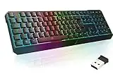 KLIM Chroma Clavier sans Fil Gamer AZERTY - Nouveauté 2023 - Fin, Durable, Ergonomique, Discret, Waterproof, Silencieux - rétroéclairé pour PC Mac - PS4 PS5 - Noir