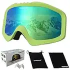 OUTDOORSPARTA Adult Ski Goggles (4. Green Frame, Full Lens Revo Green Coating)