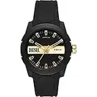 Diesel Watch for Men Double Up, Three Hand Movement, 43 mm Black Nylon Case with a Silicone Strap, DZ1997