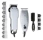 Andis Barber Combo-Powerful High-Speed Adjustable Clipper Blade & T-Outliner T-Blade Trimmer with fine Teeth for Dry Shaving, outlining and Fading with a BeauWis Blade Brush Included