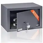 Brihard Hogar Caja Fuerte con Cerradura de Llave - 20x31x20cm Caja Fuerte de Seguridad - Titanio Resistente a rayones - Caja Fuerte para el hogar, 11L