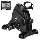 Mini Exercise Bike, AGM Under Desk Bike Pedal Exerciser Foot Cycle Arm & Leg Peddler Exerciser Machine with LCD Screen Displays (Black)