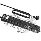 Outdoor Power Bar Waterproof, Weatherproof Surge Protector 6 Outlets, 6 FT Extension Cord, 1875W Overload Protection, Shockproof Outlet, Wall Mountable for Home, Kitchen, Bathroom, Garden, Patio