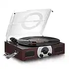 Tourne-Disque Vintage, Platine Vinyle Bluetooth avec Haut-Parleurs Stéréo Intégrés, Platine Vinyle à Trois Vitesses 33/45/78 TR/Min, Fonction MP3/USB/RCA/FM