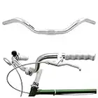 City Bike Lenker Ergonomischer Fahrradlenker für Damenrad & Herrenrad aus silbernem Aluminium Retro Lenkstange Citybike Hollandrad Damenfahrrad Herrenfahrrad Cruiser Fahrrad Beachcruiser Silber Breit