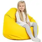 Italpouf Pouf Poltrona Sacco per Bambini , Pouf da Salone, Ecopelle , Pieno di Pallini di Polistirolo , Impermeabile , Certificato , Giallo Sole