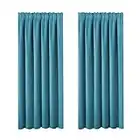 BellaHills Cortinas de ventana para niños, cortinas lisas para oscurecer la habitación, para puertas corredizas de cristal, con plisado, ancho 90 x largo 183 cm, color azul turquesa