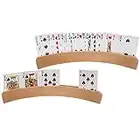 MMUK Soportes para Naipes de Madera, Soporte para Naipes Curvo de Madera, Bandeja, Juego de 2 tarjeteros sólidos para Jugar Cartas con Estrategia de Puente